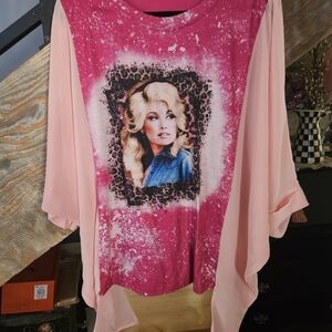 Pink Dolly Parton Upcycled Shirt- Custom Order For @malamanc
